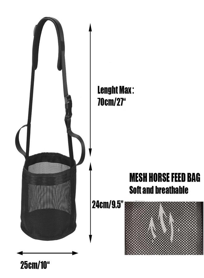 SSEHCWAN Horse Feed Bag, 2 PCs Muzzle Feed Bag with Adjustable Strap,Comfort Neck Pad, Mesh Grain Feeder for Feeding Grain, Powder, Supplements (Black+Grey) - Image 3