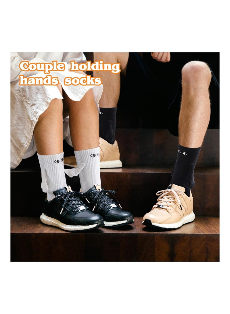 Couple's Magnetic Holding Hands Socks, Unisex Mid-Tube Funny Matching Socks, Hand in Hand Design, Perfect Gift for Couples (2 Black Pairs) - Image 3