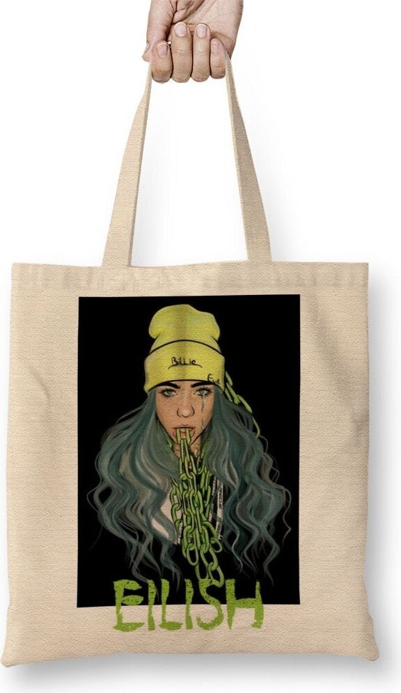 Baskı Dükkanı Print Shop Billie Eilish 04 Tote Bag Long Handle