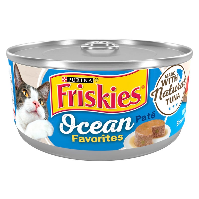 Friskies Purina Friskies Wet Cat Food Pate Ocean Favorites With Natural Tuna, Brown Rice and Peas - (Pack of 24) 5.5 oz. Cans - Image 1
