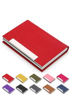 Generic Padike Business Card Holder, Business Card Case Professional PU Leather & Stainless Steel Multi Card Case,Business Card Holder Wallet Credit Card ID Case/Holder for Men & Women. (Red)  - Image 1