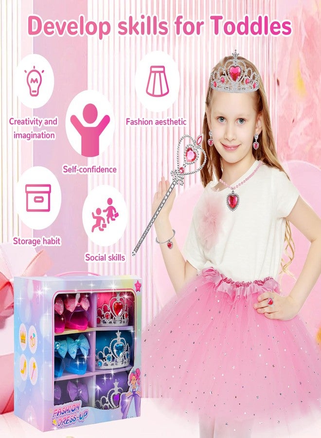 DOUEUREL Princess Dress Up Toy Set, Girls Jewelry Boutique Role Playing Game, Toddler Dress Up Princess Shoes, Skirts, Crowns, wands, Jewelry, Party Birthday Creative Gift for 3 4 5 6 7 8 Years Old Girls - Image 2