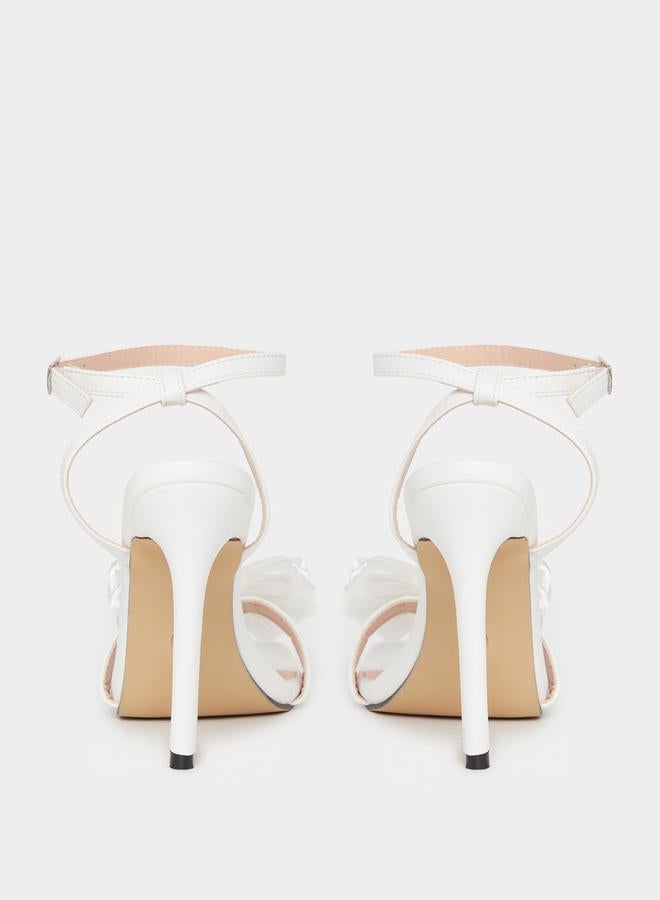 Take Two Embellished Bow Pearl Detail Stiletto Heel Sandals by Styli  - Image 4