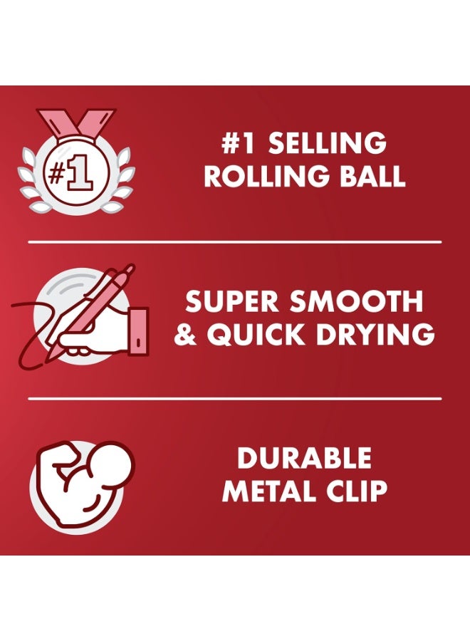 PILOT Pilot, Precise V5, Capped Liquid Ink Rolling Ball Pens, Extra Fine Point 0.5 mm, Red, Pack of 5 - Image 3