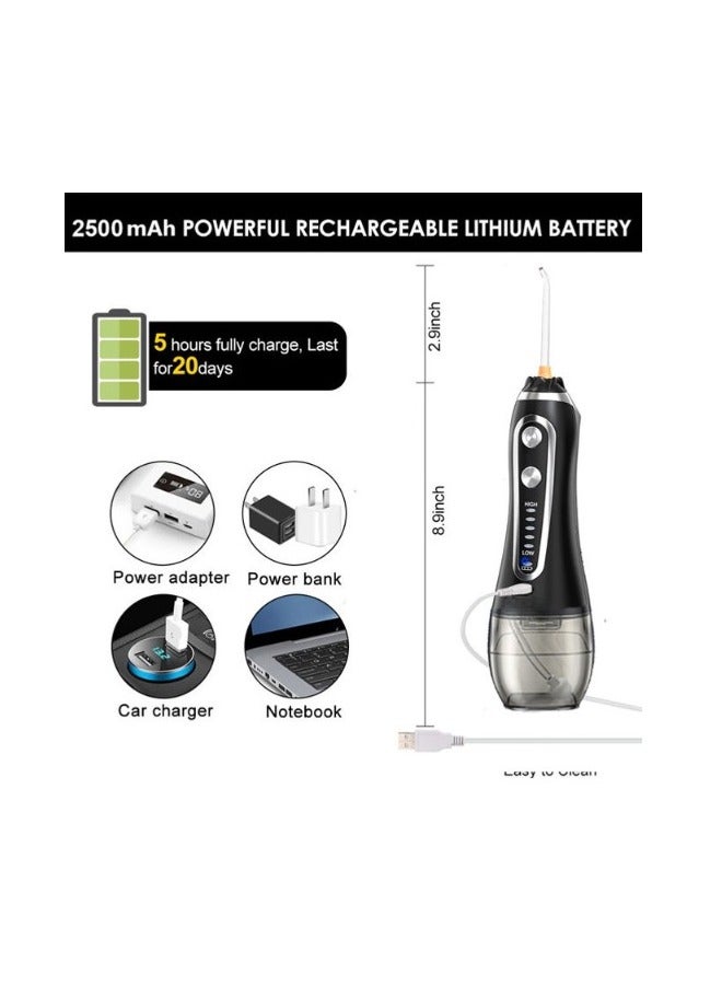 REBENUO Water Flosser For Teeth Cordless 300Ml Portable Oral Irrigator Flosser 5 Cleaning Modes And 6 Jet Tips Ipx7 Waterproof - Image 5