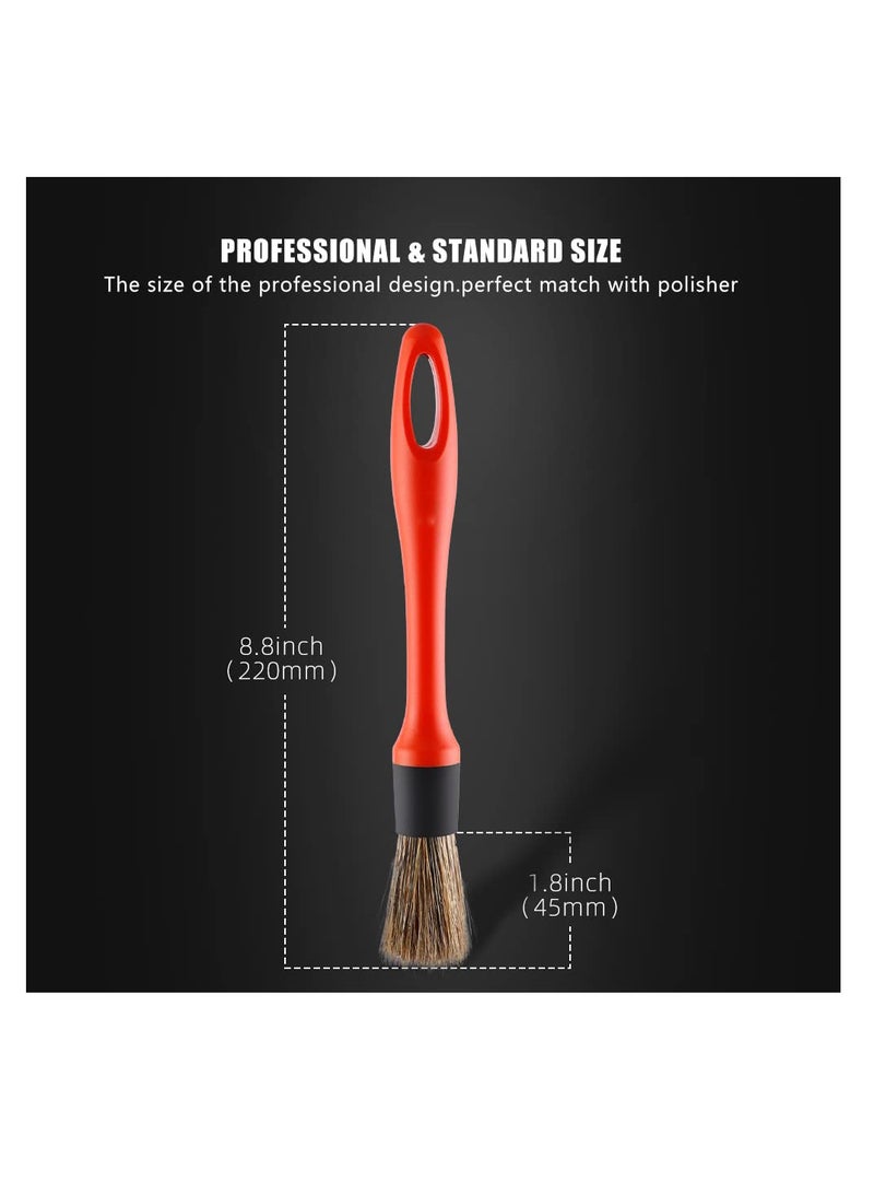 Barakah Car Detailing Brush Set, 5 Pack Soft Boar Hair Auto Detail Brush Kit No Scratch for Automotive Elegant Surface Interior Exterior Dashboard Emblems Panels Engine Bay Wheels Air Vent Seat Leather - Image 3