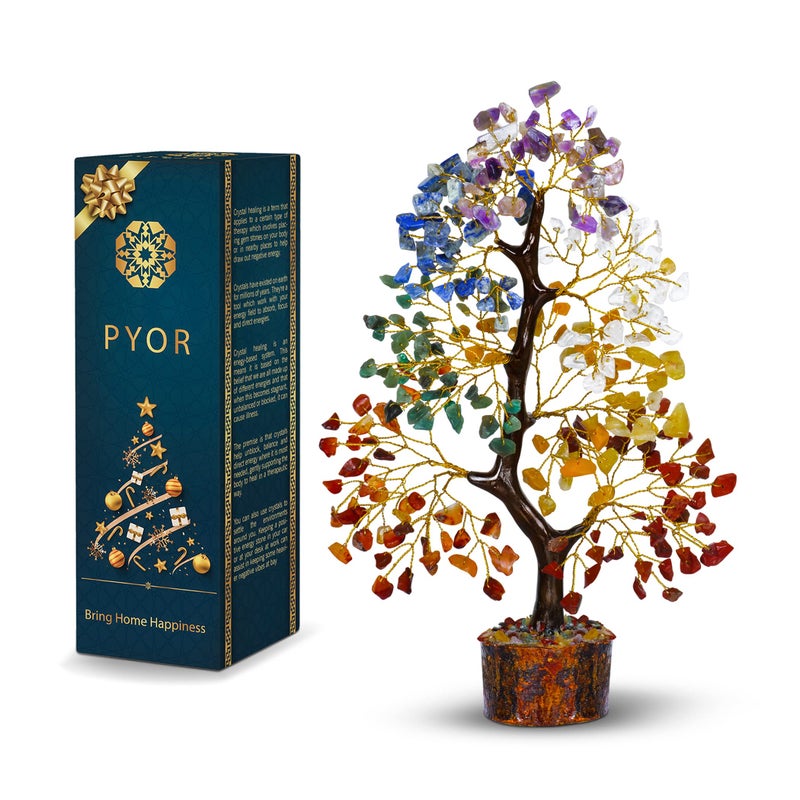 PYOR 7 Chakra Tree of Life Crystals Gifts for Women Crystal Tree Money Tree Crystals and Healing Stones Birthday Gifts for Women Home Decor Office Decor Crystal Tree for Positive Energy