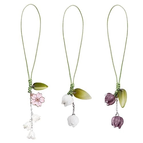 CHAOYUN 3 Pcs Tulip Flower Mobile Phone Pendant, Decorative Charms for Cellular Telephones, Suitable for Keychain, Backpack, Wallet Decoration - Image 3