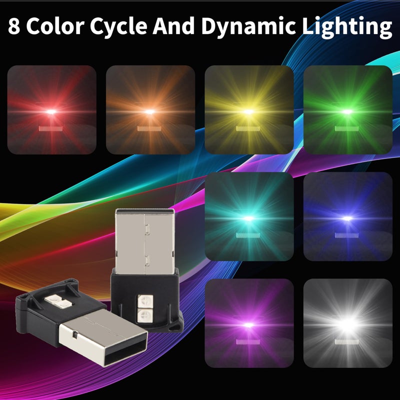 BFXM Mini USB LED Car Light, DC 5V Intelligent Interior Car Lights, Atmosphere Lamp for Car, Plug-in Interface, Suitable for Car, Laptop Keyboard, Home Office, Adjustable Brightness (USB-A*2) - Image 3