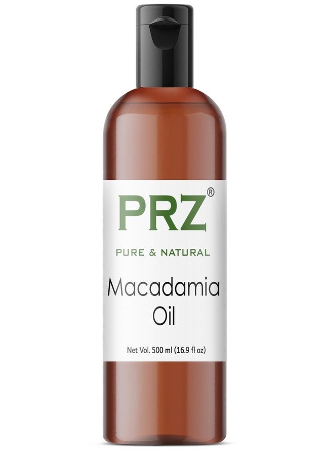 PRZ Macadamia Cold Pressed Carrier Oil - Pure Natural & Therapeutic Grade Oil for Aromatherapy Body Massage, Skin Care & Hair Care, 500 ml