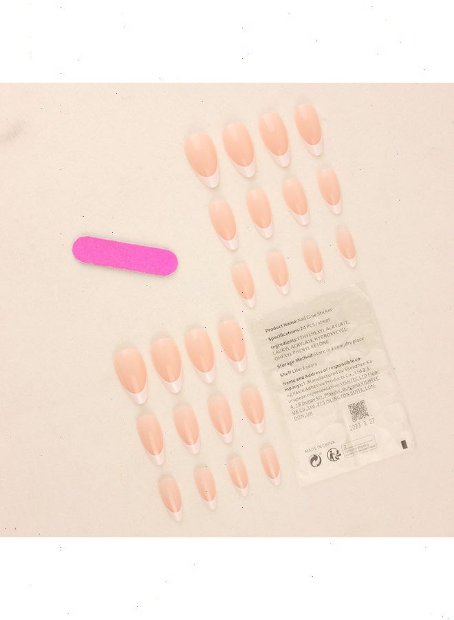 24 قطعة من الأظافر الصناعية، أطراف أظافر لوزية متوسطة الحجم، أظافر صناعية مع تصميمات لامعة من الترتر، لا تسبب ضررًا للأظافر، أظافر نهائية مناسبة للفتيات - Image 3