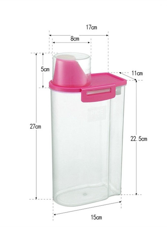 PISSION Pet Food Storage Container with Graduated Cup and Seal Buckles Food Dispenser for Dogs Cats (Pink) - Image 2