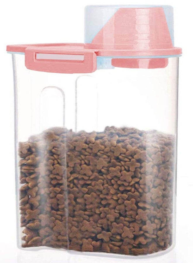 PISSION Pet Food Storage Container with Graduated Cup and Seal Buckles Food Dispenser for Dogs Cats (Pink) - Image 1