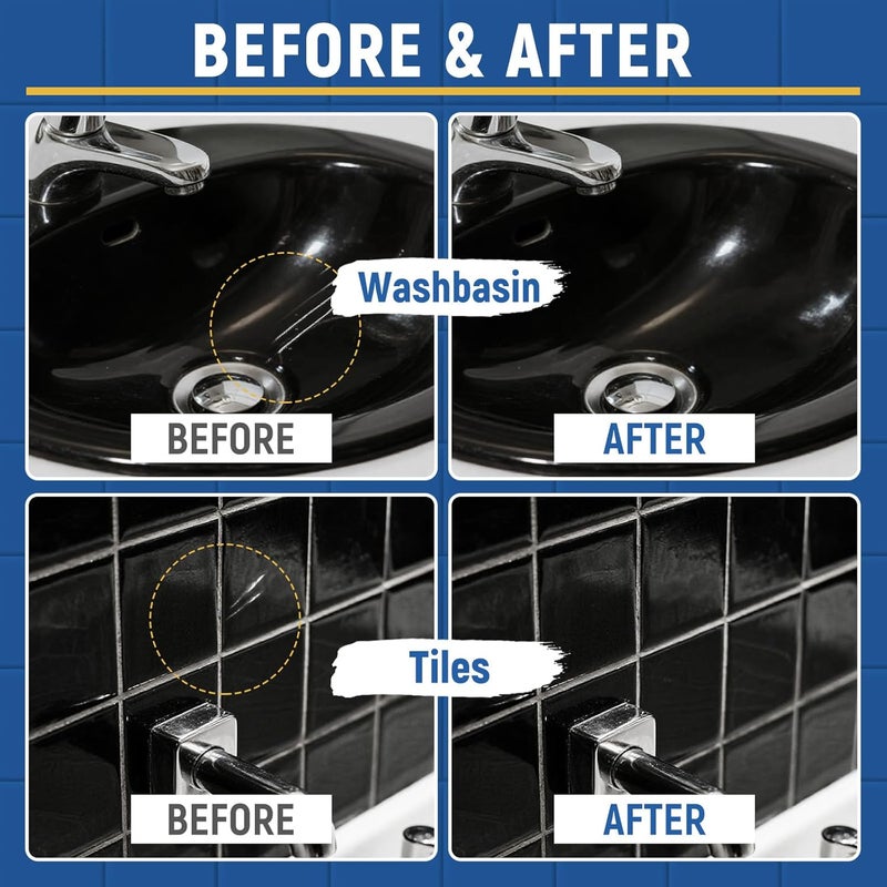SENVEN Tub Tile Gloss Black Paint Touch Up Paint Kit for Bathtub Porcelain Repair Scratches Cracks Chips on Porcelain Acrylic Enamel Cast Iron Tiles Sinks Toilets Black - Image 4