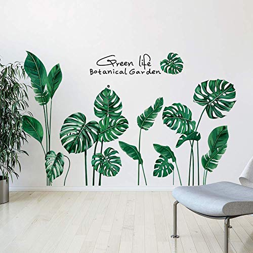 RW1001 ملصقات جدارية ثلاثية الأبعاد قابلة للإزالة من النباتات الخضراء DIY زينة جدارية بأوراق طازجة فن الديكور ملصقات جدارية قابلة للتقشير واللصق لغرف البنات والأطفال وغرف نوم الرضع وغرف المعيشة والمكاتب والحضانة والحمام