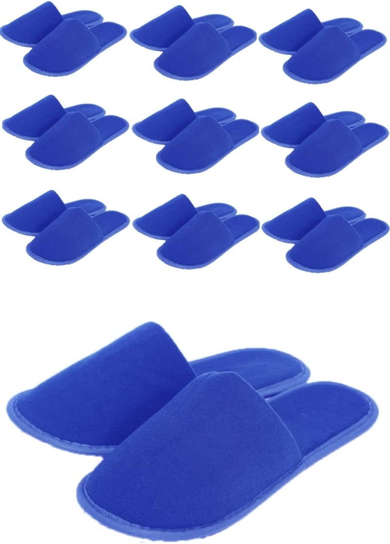CHOCHILI Blue 10 Pairs Fabric Packed Disposable Color Hotel Slippers for Airbnb Spa Salon Party Wedding Guests  US Men Women Size 1011