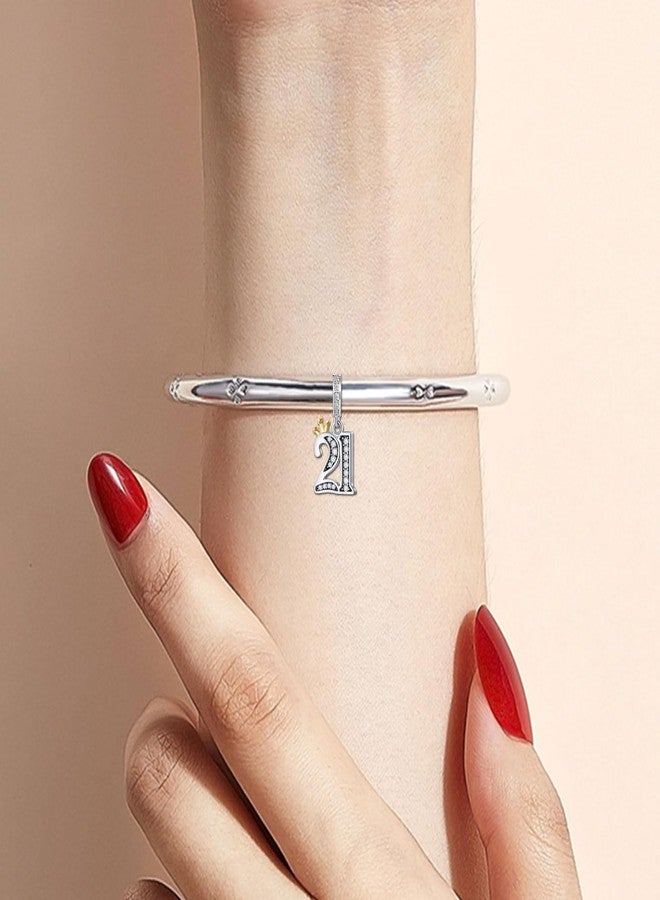 KunBead 21 Happy Birthday Gold Crown Dangle Bead Charms Compatible with Pandora Charm Bracelet for Women - Image 4