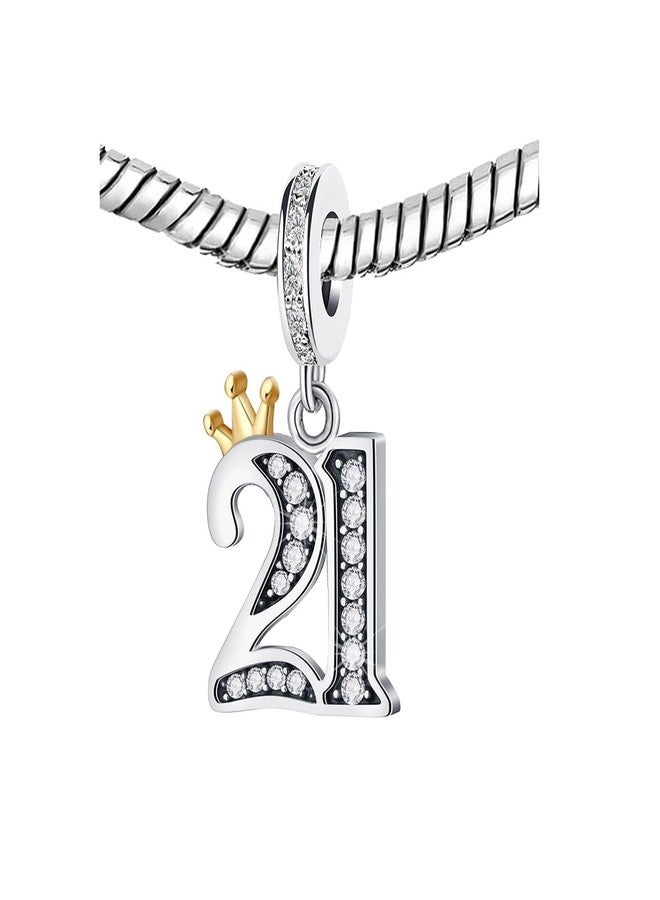 KunBead 21 Happy Birthday Gold Crown Dangle Bead Charms Compatible with Pandora Charm Bracelet for Women - Image 3