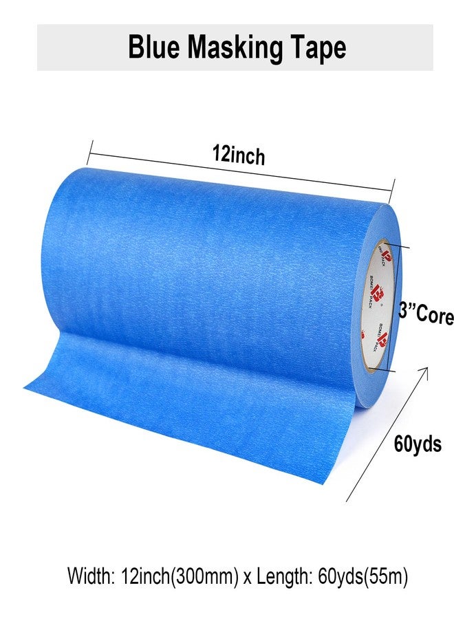 BOMEI PACK Wide Blue Painters Tape 12 Inches x 60 Yards, 3D Tape, 3D Printing Tape for Laser Cutting, 21-Day Clean Removal Wide Masking Tape - Image 3