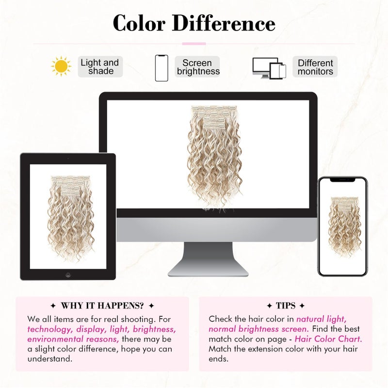 REECHO Curly Hair Extensions, 4PCS 16 inch Clip in Hair Extensions Lace Weft Short Curly Extension Clip Ins Invisible Natural Hairpieces for Women, Dark Blonde with Highlights - Image 5
