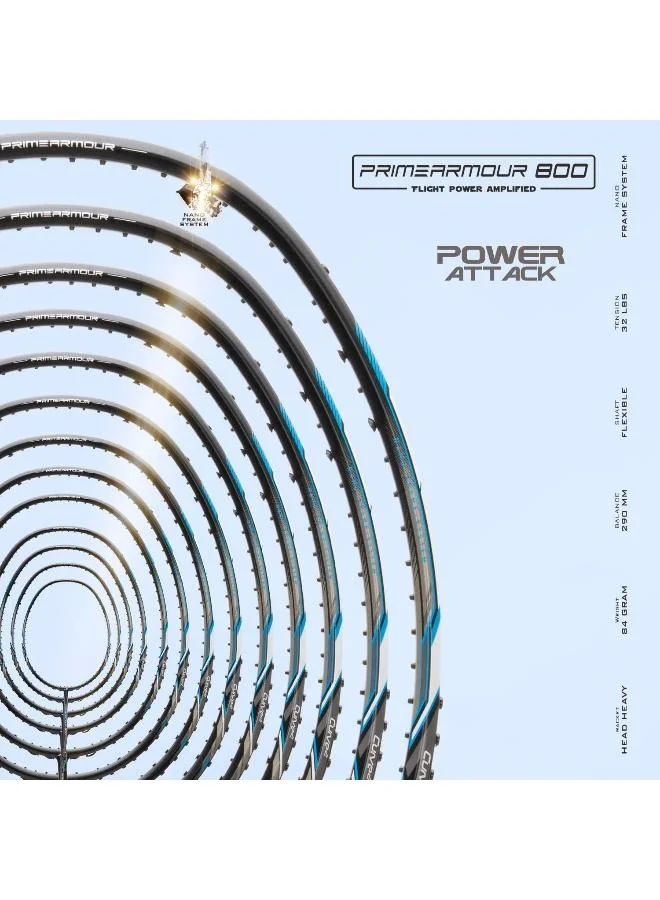 هندرد مضرب تنس الريشة برايم أرمور  كربون فايبر غير مشدود للاعبين المتوسطين مع غطاء كامل