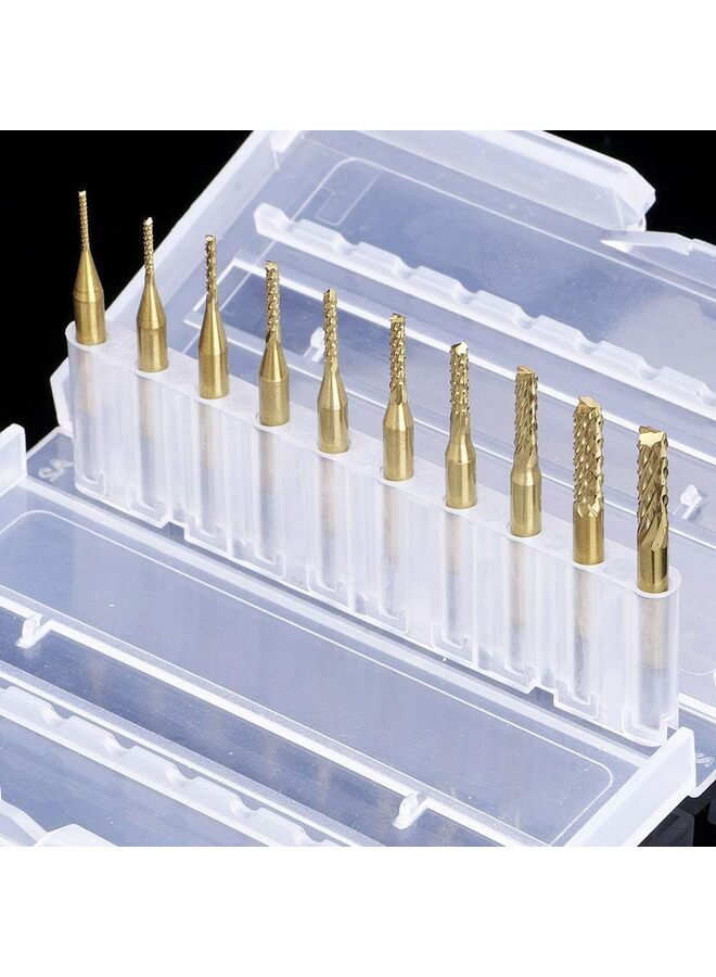 10PCS Titanium Coated Engraving Milling Cutter Carbide Bits, 0.8-3.175mm, 1/8'' Shank, for Dremel Rotary Tools - Image 5