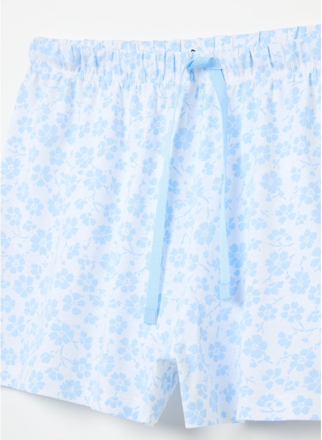 او في اس شورت بيجامة بطبعة زهور صغيرة - Image 3