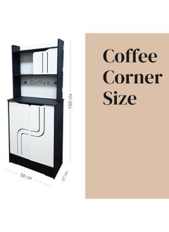 Coffee Corner || Coffee Table || Coffee Bar for living room, Kitchen, dining room and Office, Coffee machine stand with cabinet storage Size 58x27x150 cm (Made Of Foam plastic) (Black And White) - pzsku/Z6F3D8BBA0CD917C9747DZ/45/_/1737557425/bb8fbb8f-0d21-4155-a4b7-57ac24e43546