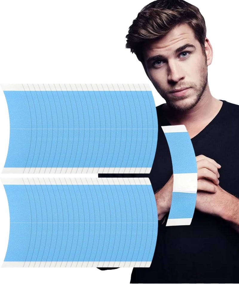 OXYGLOBE 40 PCS Waterproof Tape for Hairpiece, Hair Patch Tape For Men Waterproof Tape for Hairpiece The Front Of Supports Wigs Tape Wig Tape Double Sided Ultra Hold(Blue) - Image 1