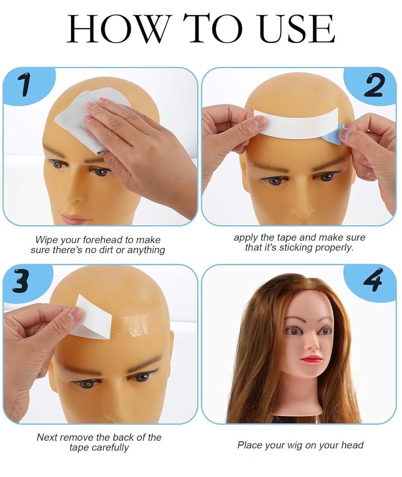 OXYGLOBE 40 PCS Waterproof Tape for Hairpiece, Hair Patch Tape For Men Waterproof Tape for Hairpiece The Front Of Supports Wigs Tape Wig Tape Double Sided Ultra Hold(Blue) - Image 3