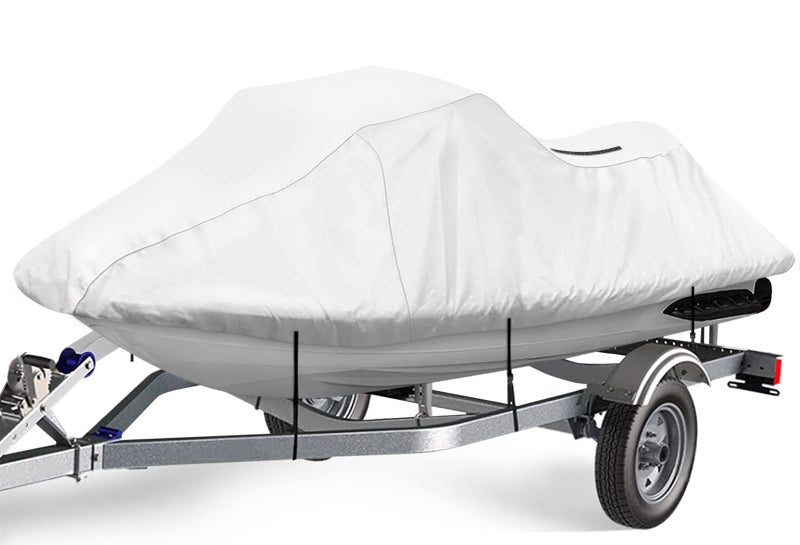 iCOVER Jet Ski Cover - Personal Watercraft Covers, Waterproof Heavy Duty Trailerable Jet Ski Protection for Seadoo Kawasaki Yamaha Wave Runner, Fits PWC Models Up to 113in Long