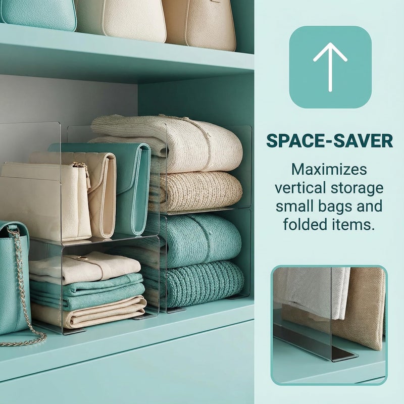 Baluue 6 Pack Clear Magnetic Shelf Dividers PVC Plastic L Shaped Separators 12cm Tall Shelf Divider for Wire Shelving Closet Organization Retail Display Rack Cabinet Goods Bins - Image 5