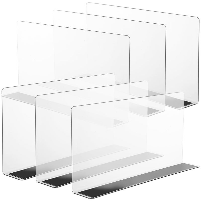 Baluue 6 Pack Clear Magnetic Shelf Dividers PVC Plastic L Shaped Separators 12cm Tall Shelf Divider for Wire Shelving Closet Organization Retail Display Rack Cabinet Goods Bins - Image 1