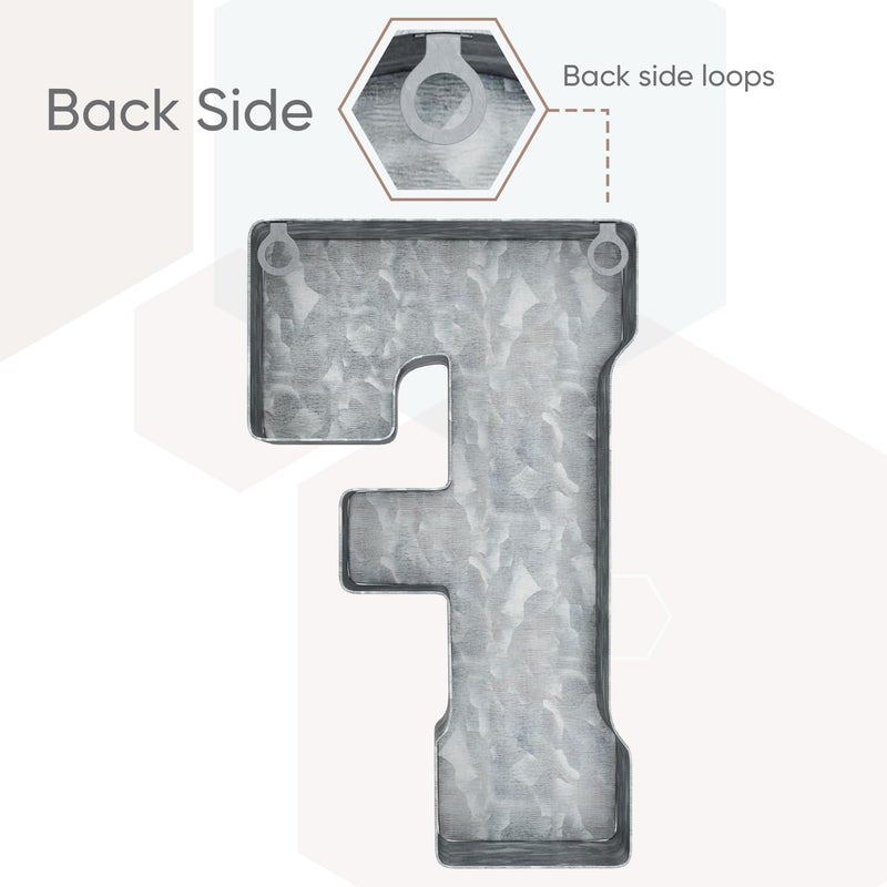 Craftycrocodile 7"" Galvanized Metal Letters For Wall Decor - 3D Letter F For Hanging & Free Standing - Decorative Rustic Alphabet Letters For The Living Room  Bedroom  Kitchen - Image 3
