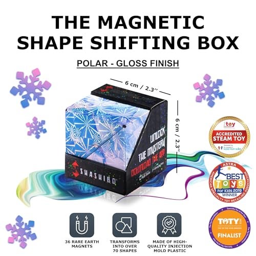Shashibo Shape Shifting Box STEM Fidget Toy with Ultra Strong Magnets Sensory Puzzle Cube Transforms Into 100 Shapes Easter Basket Stuffers Gift for Kids Teens and Adults Polar - Image 5