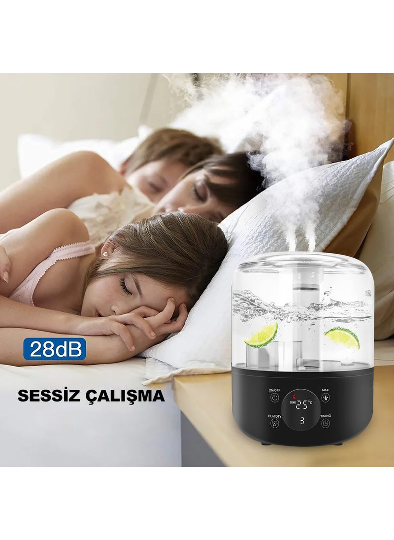 J001 Touch 4 Liter Ultrasonic Air Humidifier Steam Machine Digital Air Humidification Device Humidity Meter Thermometer Air Humidification Machine and Aroma Diffuser with Humidity Meter