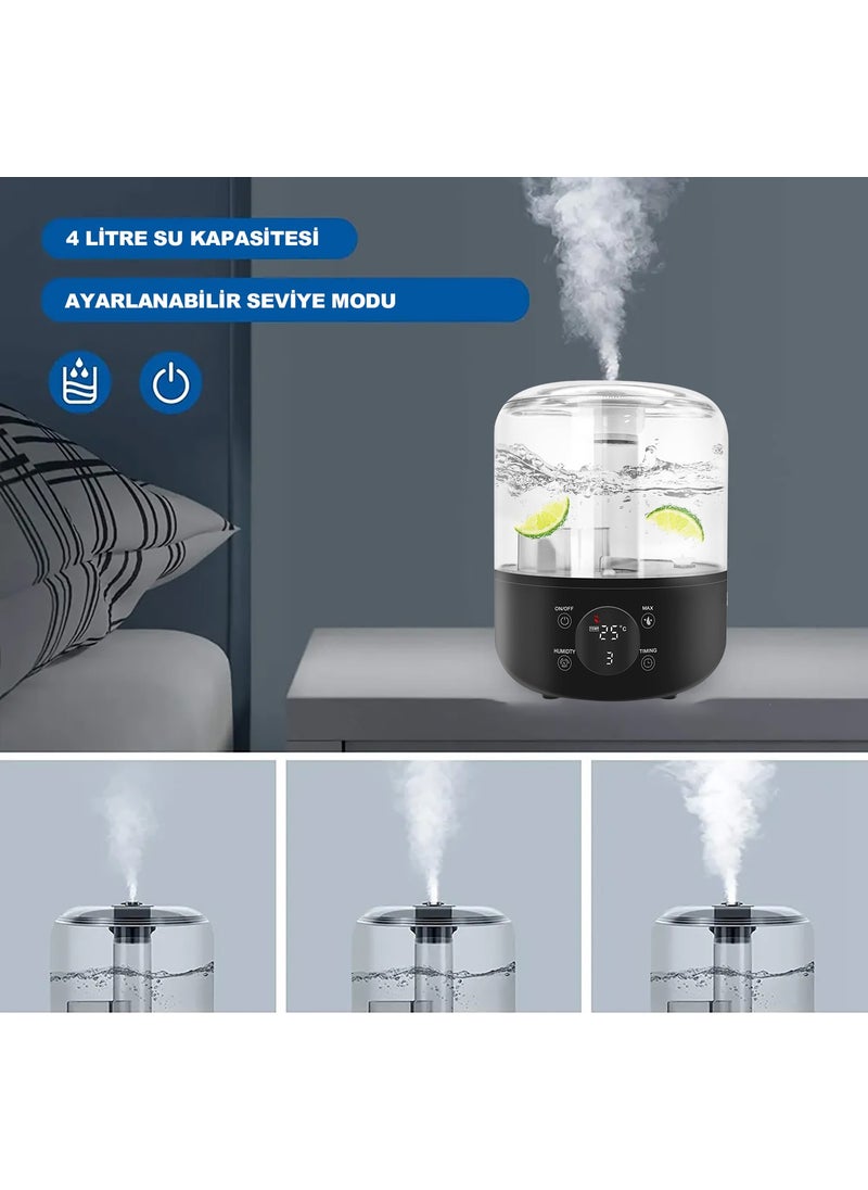 J001 Touch 4 Liter Ultrasonic Air Humidifier Steam Machine Digital Air Humidification Device Humidity Meter Thermometer Air Humidification Machine and Aroma Diffuser with Humidity Meter