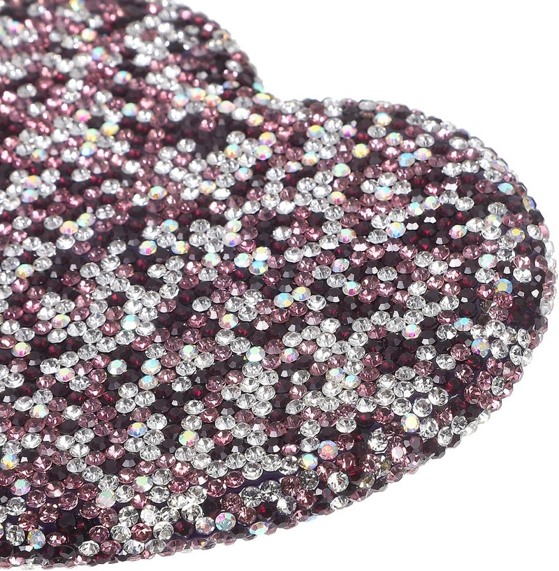 VICASKY Heart-Shaped Rhinestone Handheld Mirror Small Portable Cosmetic Mirror with Handle for Travel and Outdoor Use - Image 3