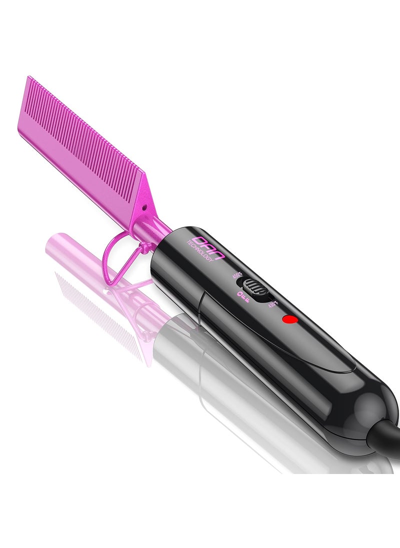 DAN Technology - DAN Technology Dual Voltage Ceramic Pressing Comb  450F Fast Heating Mini Straightener for Lace Front Wigs and Black Womens Hair - Image 1