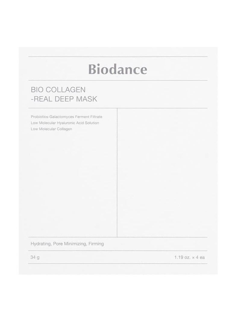 BIODANCE Natural Bio Collagen Deep Cleansing Beauty Mask 4 Sheet Masks 1.19 oz 34 g