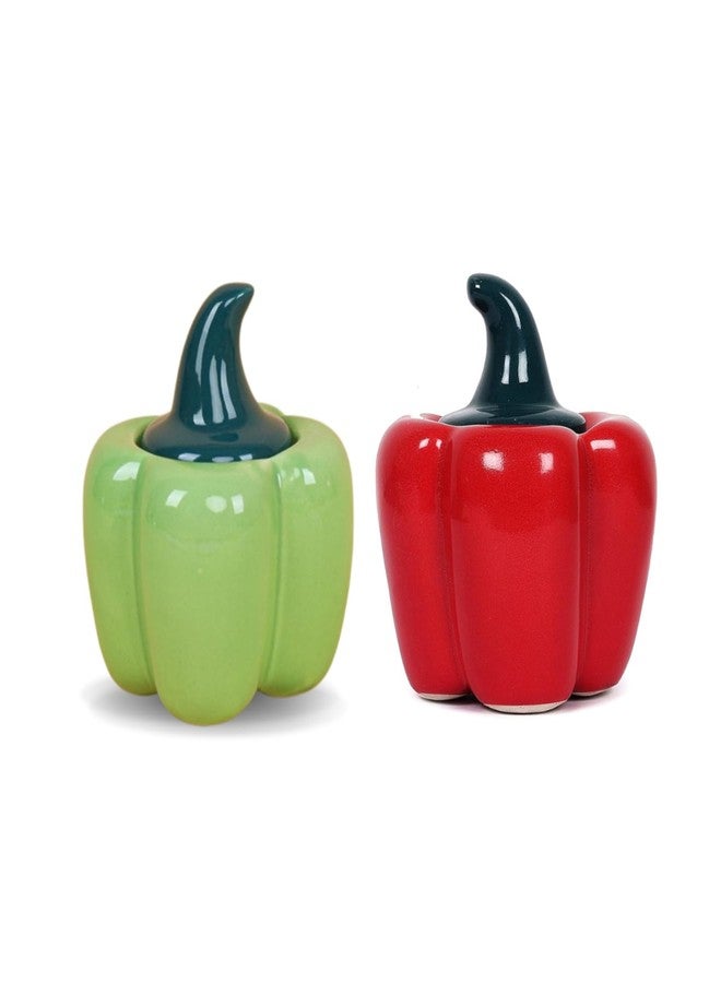 utensil master Ceramic Shimla Mirch Jar - Decorative Kitchen Storage Container | Handcrafted Spice Jar | Airtight Lid | Ideal for Storing Spices, Sugar or Dry Fruits (RED-GREEN) - Image 1