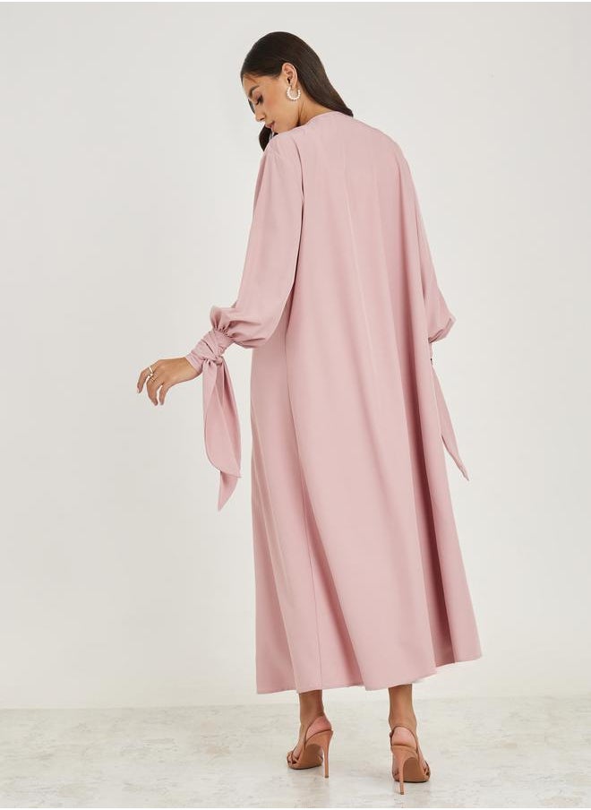 Styli - Regular Maxi Length Kimono with Tie Volume Sleeve - Image 1