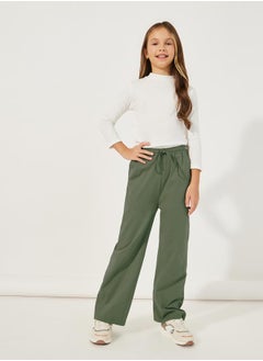Styli Elastic Waistband Wide Leg Joggers with Drawstring  - Image 2