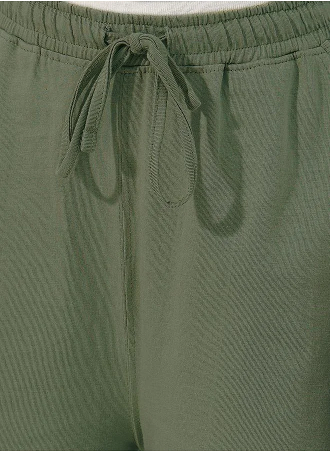Styli Elastic Waistband Wide Leg Joggers with Drawstring