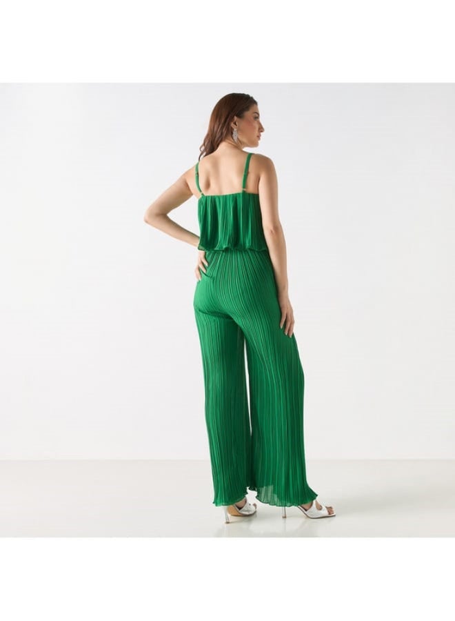 2Xtremz 2Xtremz Pleated Sleeveless Wide Leg Jumpsuit - Image 1
