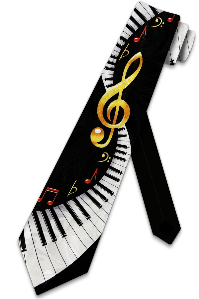 Steven Harris Men's Keyboard Necktie Piano Ties with Notes and Treble One Size Black - Image 5