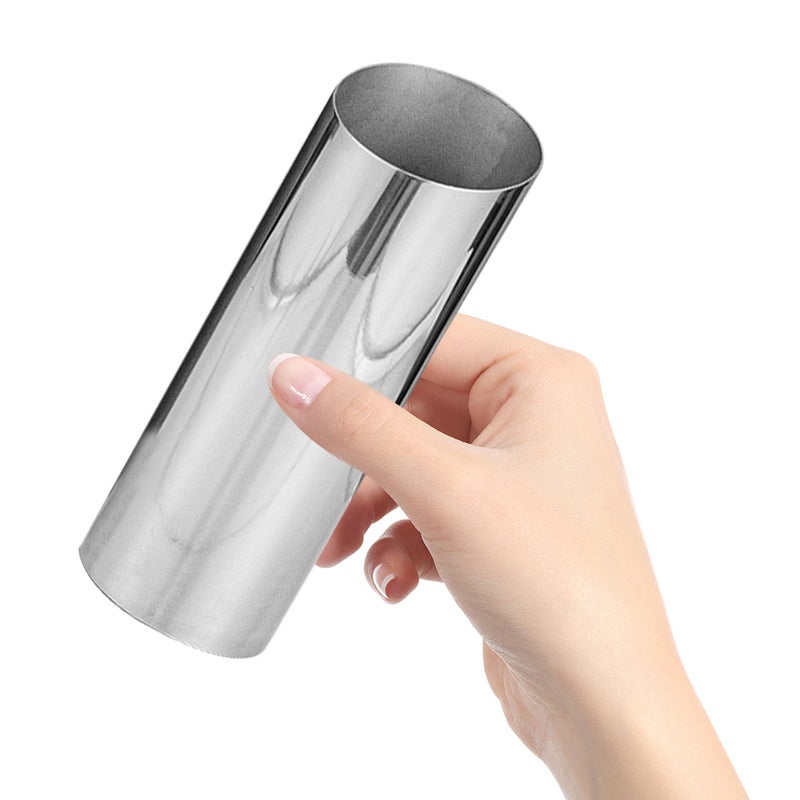 Vase: Modern Stainless Steel Cylinder Vase With Slanted Mouth Small Metal Flower Holder For Tabletop Floral Arrangements Hydroponic Plants - Image 2