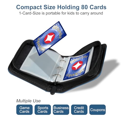 GEAoffice Mini Card Binder 1-Pocket, Super Lightweight Small Collectible Trading Card Albums for 80 Cards, Top Loading Zipper Binder for TCG, MTG, Sports&Game Cards, Gifts for Girls, Blue - Image 5