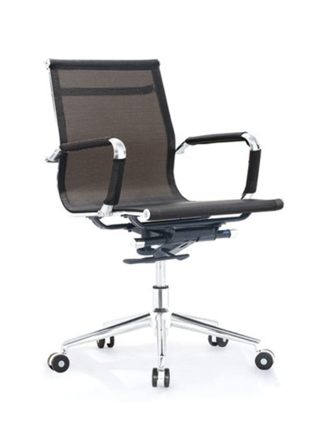 Fatio Mid-Back Ergonomic Mesh Chair with Chrome Armrests & Chrome Base - Black Office Chair