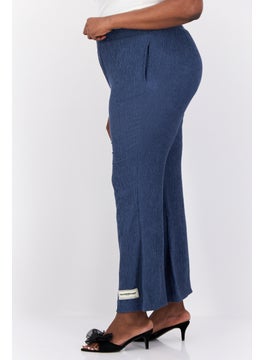 The Giving Movement Women Regular Fit Textured Flare Pants, Blue  - Image 2